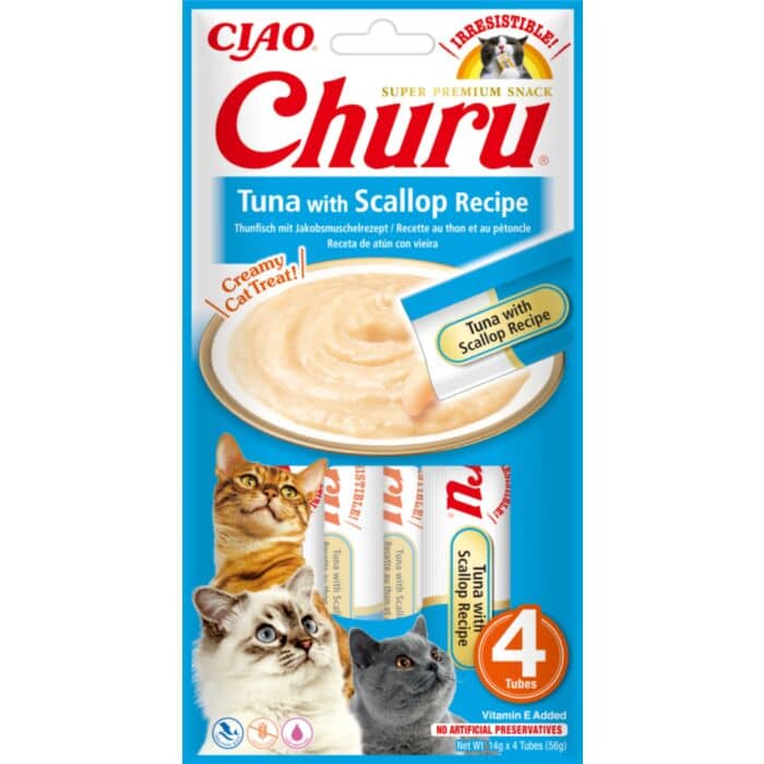 Churu Cat Creamy kaķu gardums krēms kaķiem ar tunci un ķemmīšgliemenēm 14 g N4
